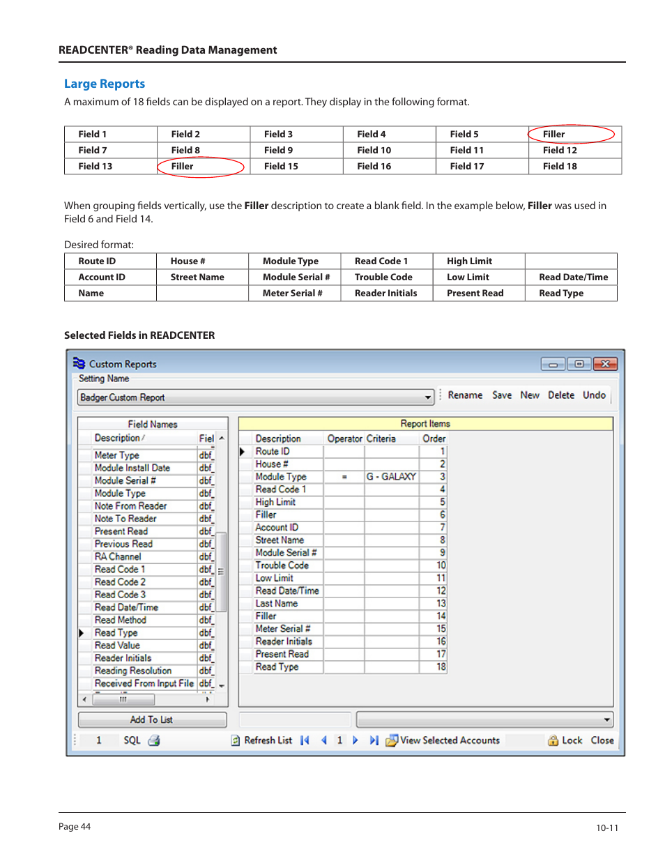 Large reports | Badger Meter ReadCenter User Manual | Page 44 / 60