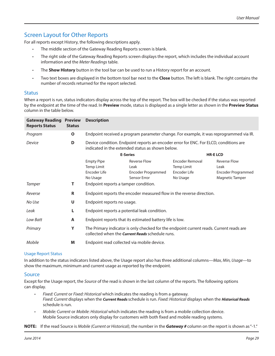 Screen layout for other reports | Badger Meter ReadCenter User Manual | Page 29 / 112