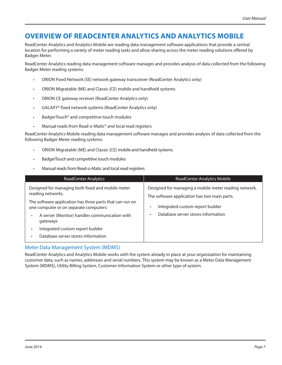 Badger Meter ReadCenter User Manual | Page 7 / 112