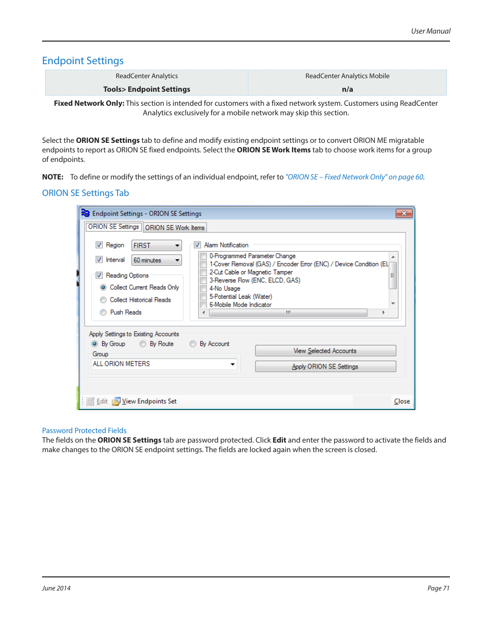 Endpoint settings, Endpoint settings 71, Endpoint | Badger Meter ReadCenter User Manual | Page 71 / 112