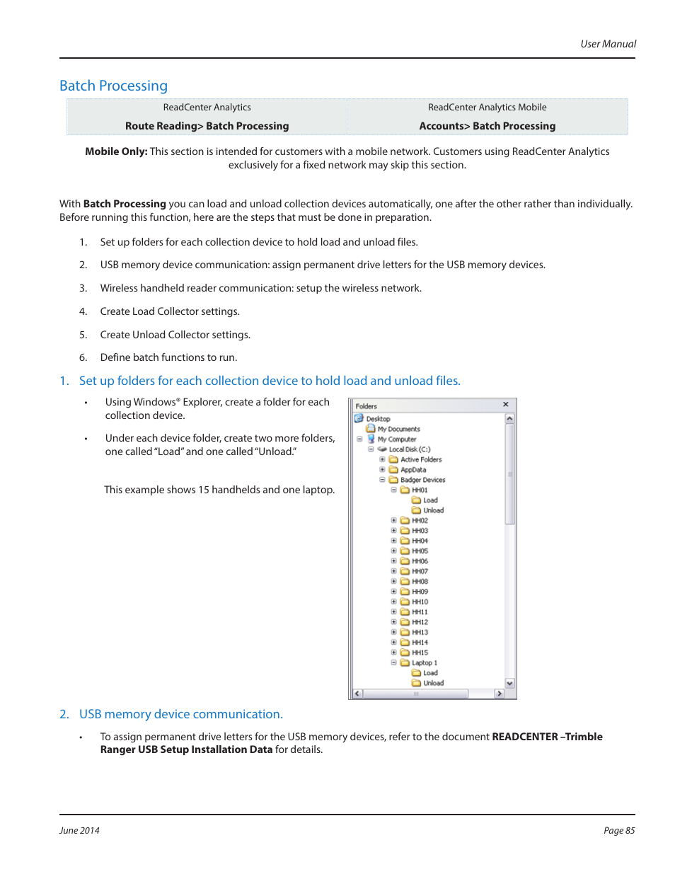 Batch processing, Batch processing 85 | Badger Meter ReadCenter User Manual | Page 85 / 112