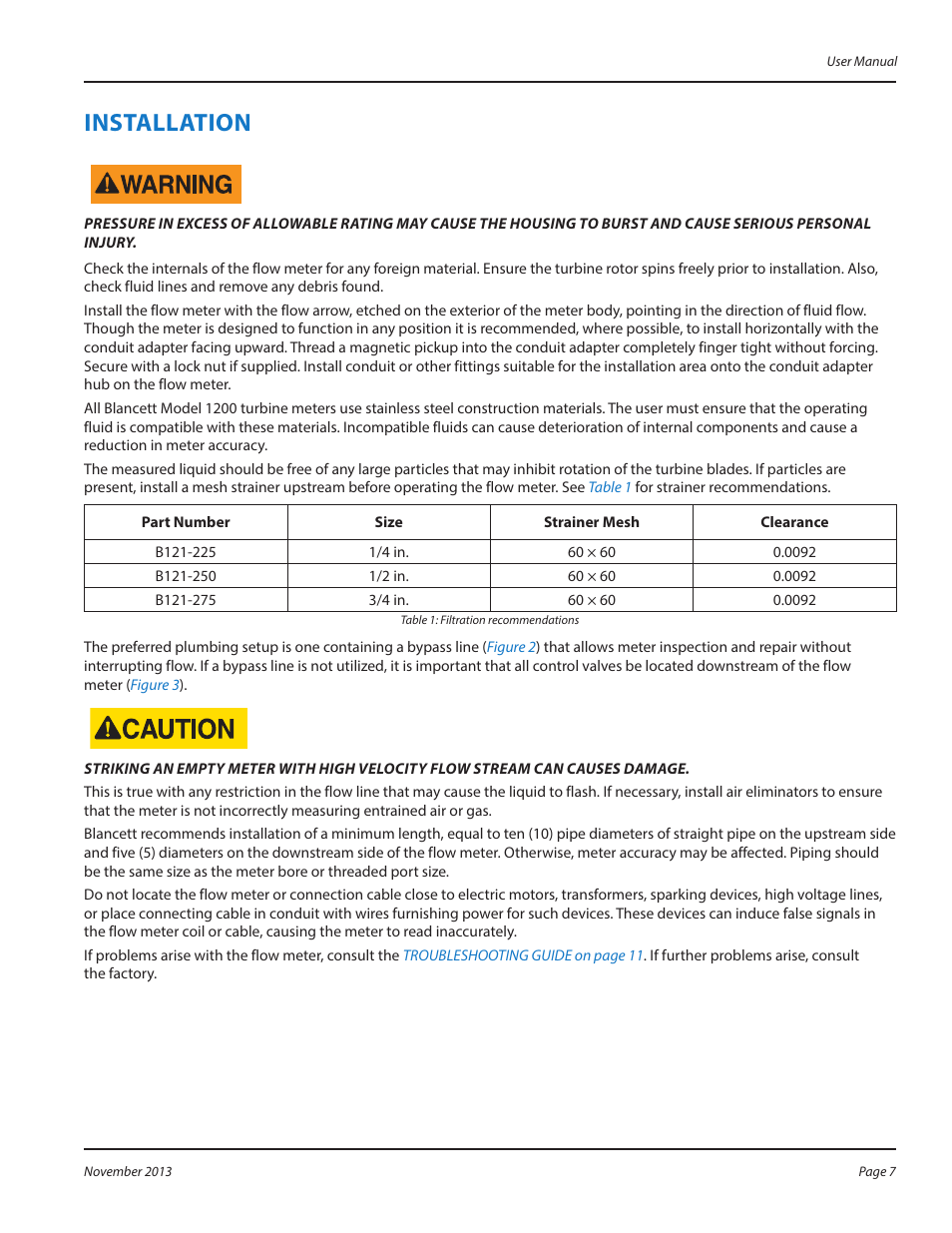 Installation, Installation 7 | Badger Meter 1200 User Manual | Page 7 / 12
