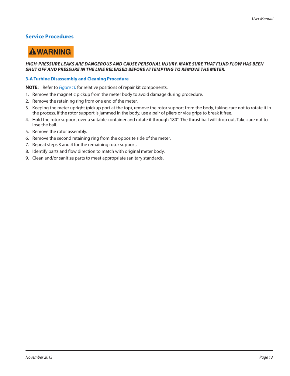 Service procedures, Service procedures 13 | Badger Meter 3-A Sanitary User Manual | Page 13 / 20