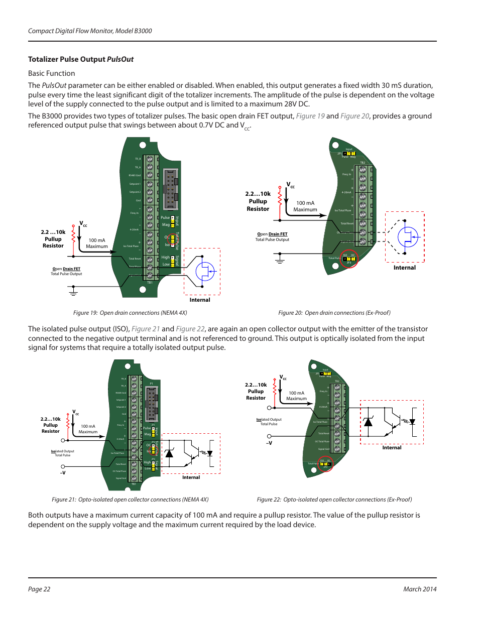 2…10k pullup resistor v, Internal | Badger Meter B3000 User Manual | Page 22 / 52