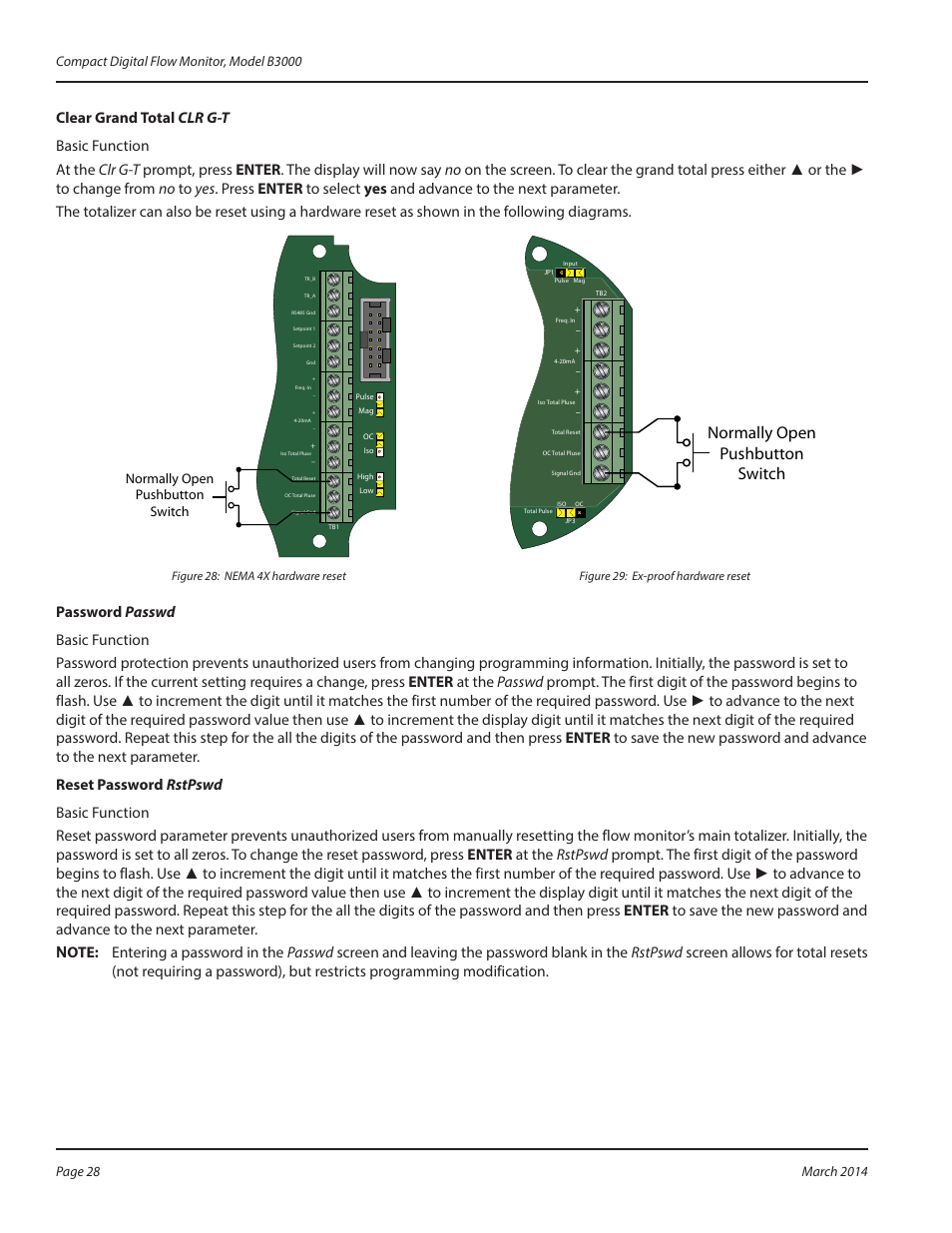 Normally open pushbutton switch | Badger Meter B3000 User Manual | Page 28 / 52