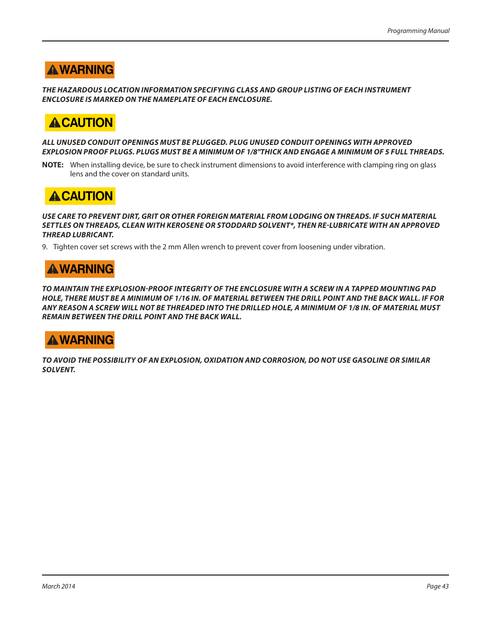 Caution, Warning | Badger Meter B3000 User Manual | Page 43 / 52