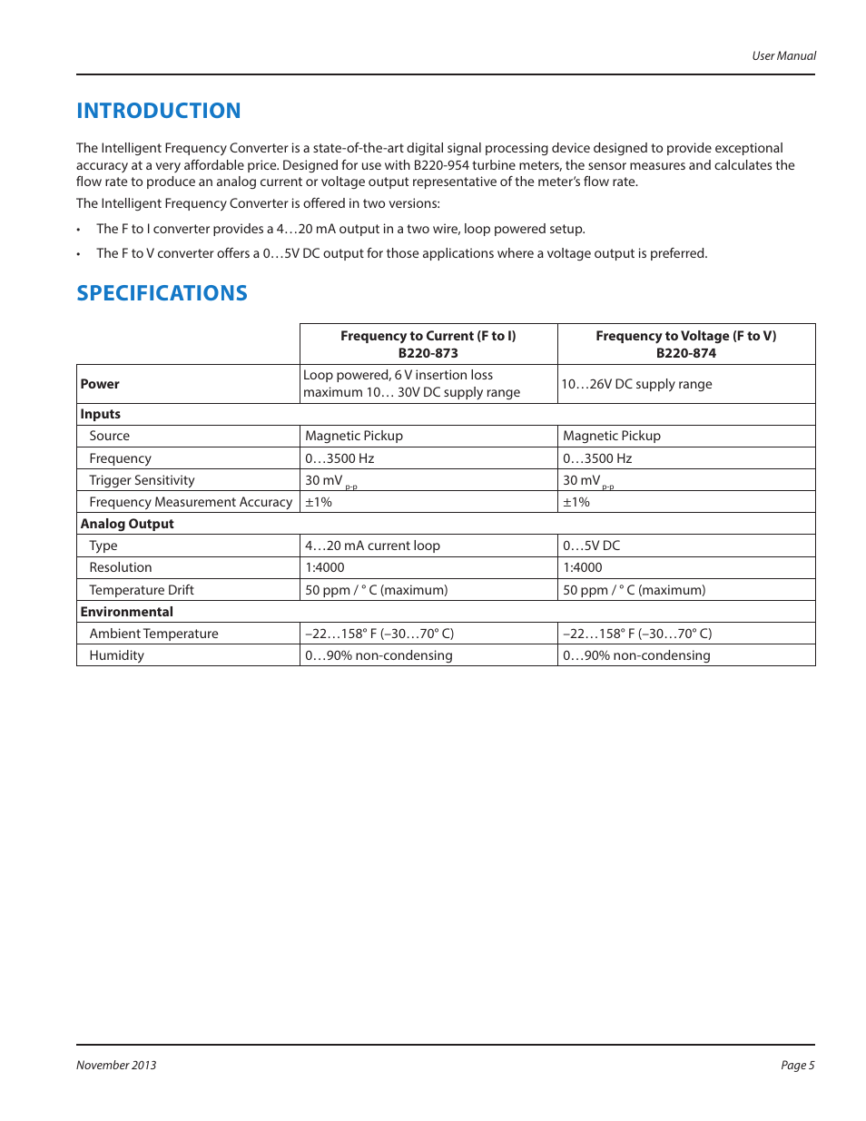 Introduction, Specifications, Introduction 5 | Specifications 5 | Badger Meter Converters User Manual | Page 5 / 12