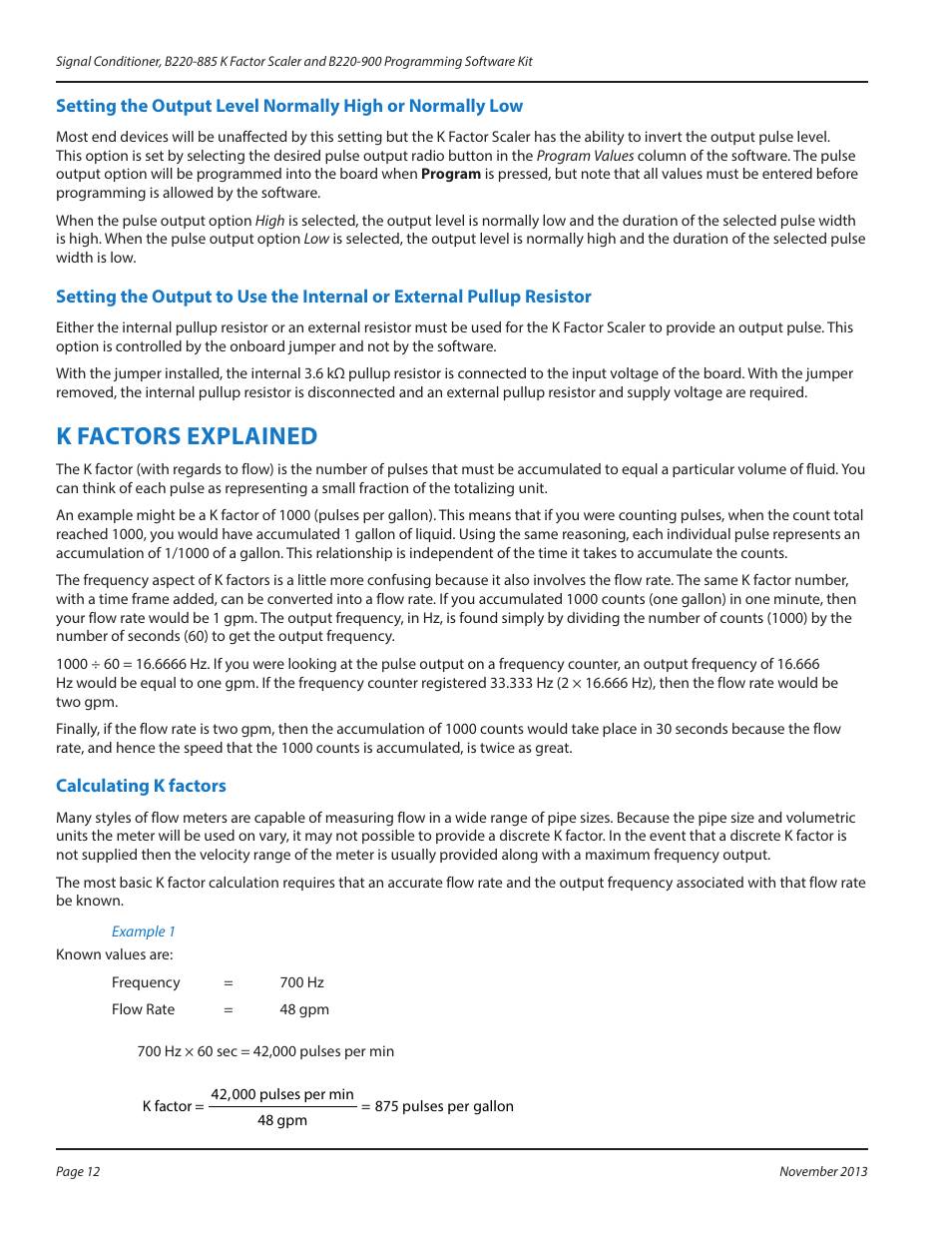 K factors explained, Calculating k factors, K factors explained 12 | Calculating k factors 12 | Badger Meter K-Factor Scaler User Manual | Page 12 / 16