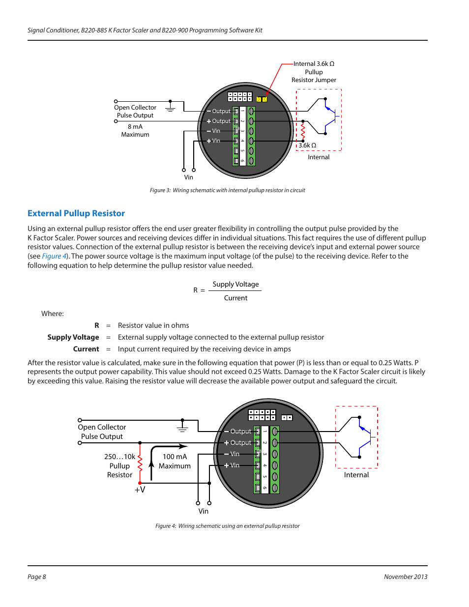 External pullup resistor, External pullup resistor 8, Tion (see | Figure 3 | Badger Meter K-Factor Scaler User Manual | Page 8 / 16