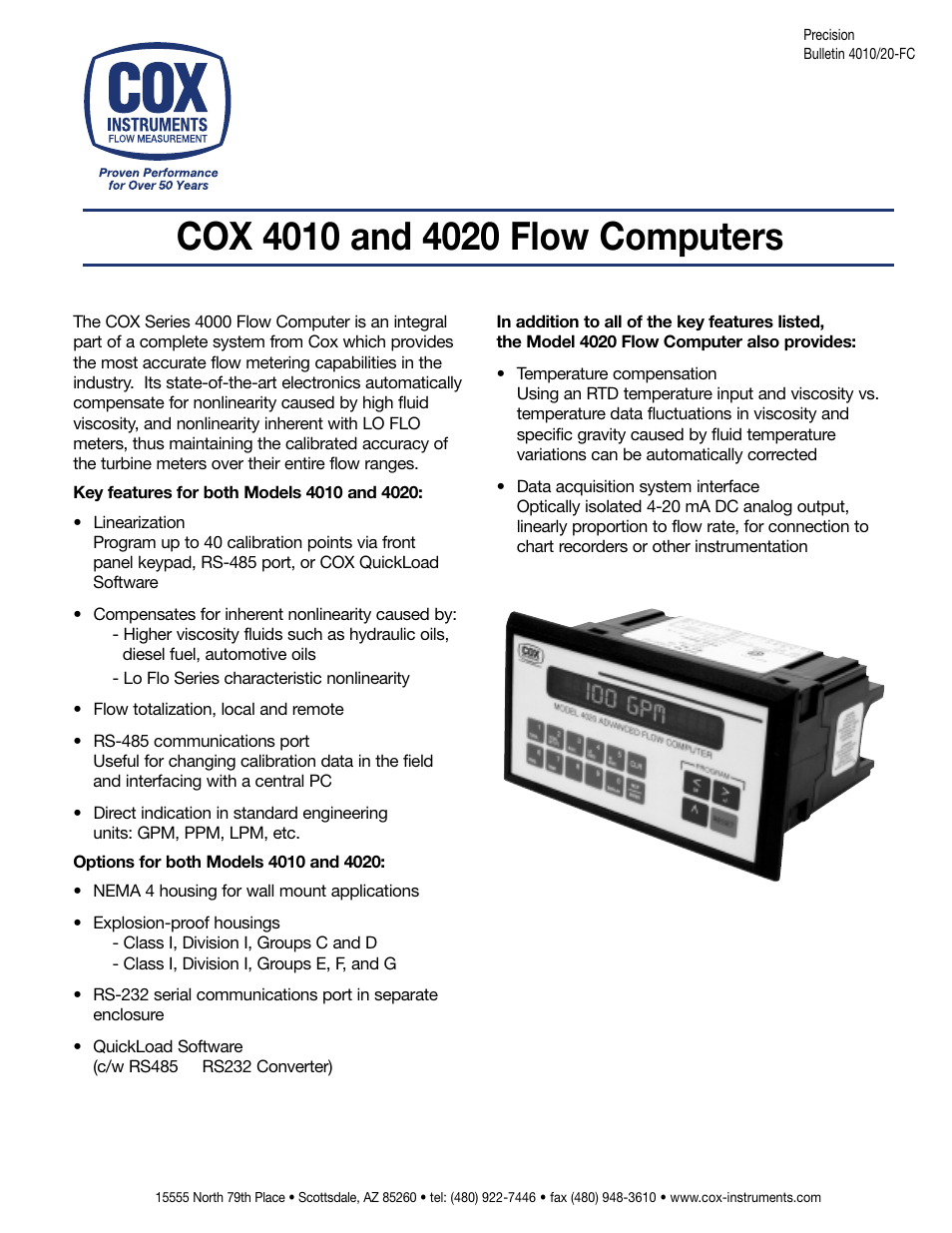 Badger Meter 4020 Flow Computers User Manual | 2 pages