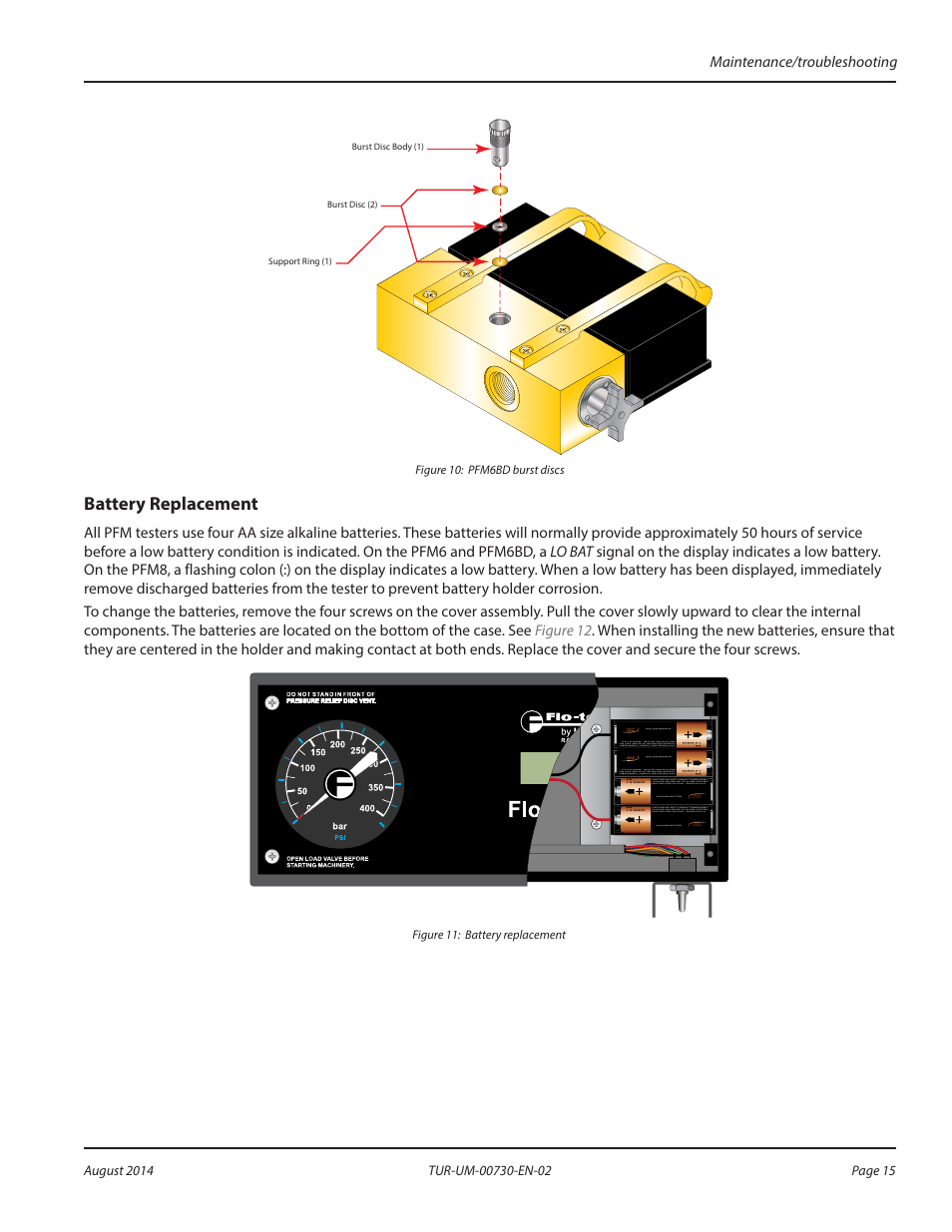 Battery replacement | Badger Meter Portable Hydraulic Testers User Manual | Page 15 / 20