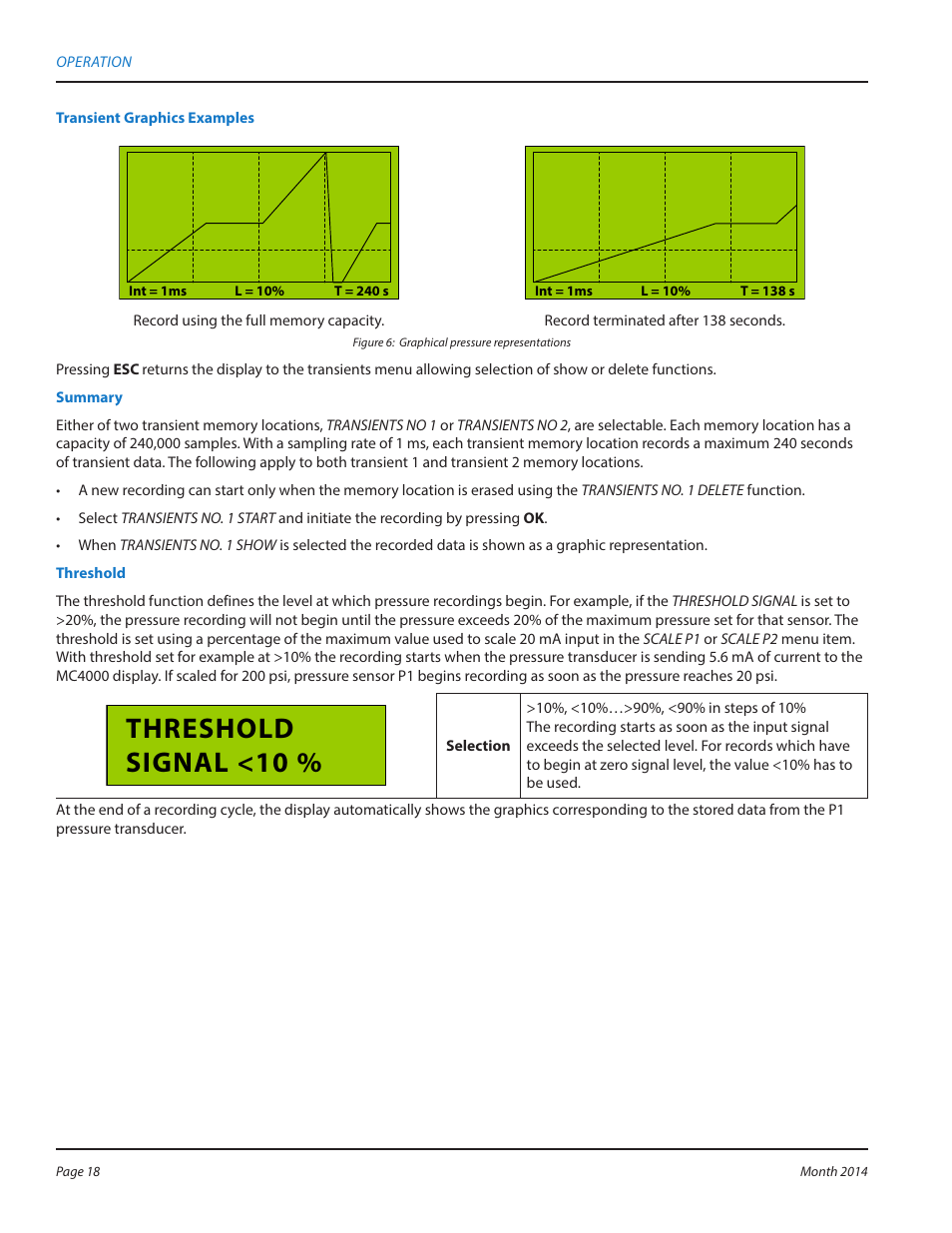 Threshold signal <10 | Badger Meter MC4000 Diagnostic Test Equipment User Manual | Page 18 / 34