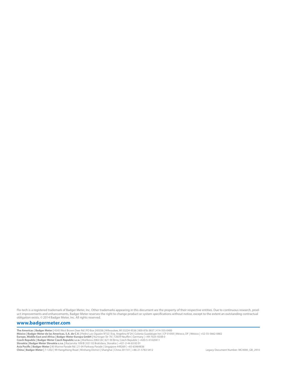 Badger Meter MC4000 Diagnostic Test Equipment User Manual | Page 34 / 34