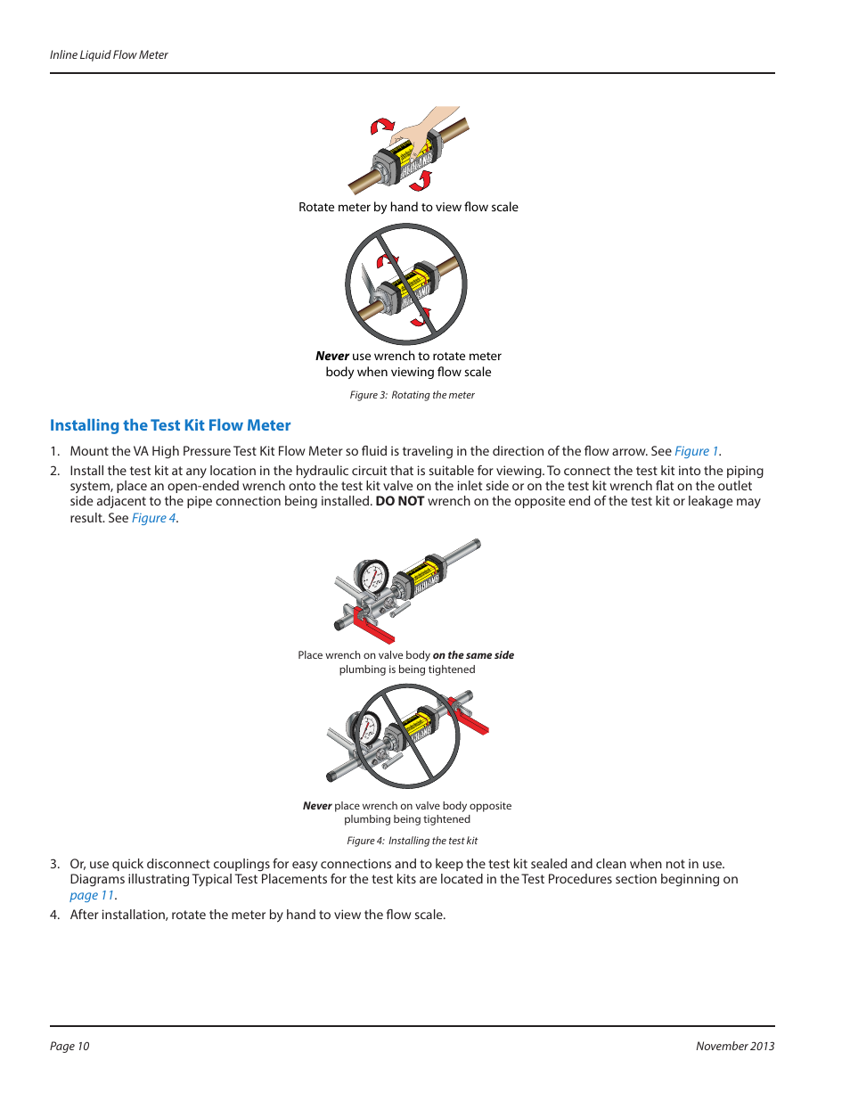 Installing the test kit flow meter | Badger Meter High Temperature Fluid Meter User Manual | Page 10 / 24