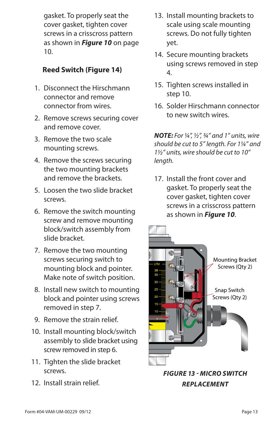 Badger Meter Flow-Alert Reed Switch User Manual | Page 13 / 28