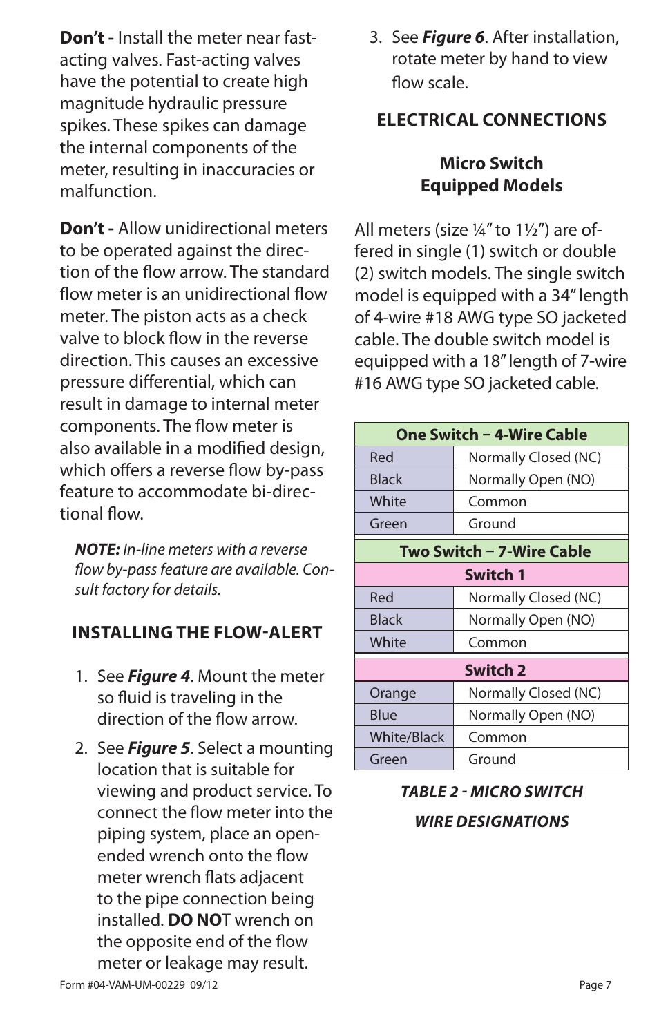 Badger Meter Flow-Alert Reed Switch User Manual | Page 7 / 28