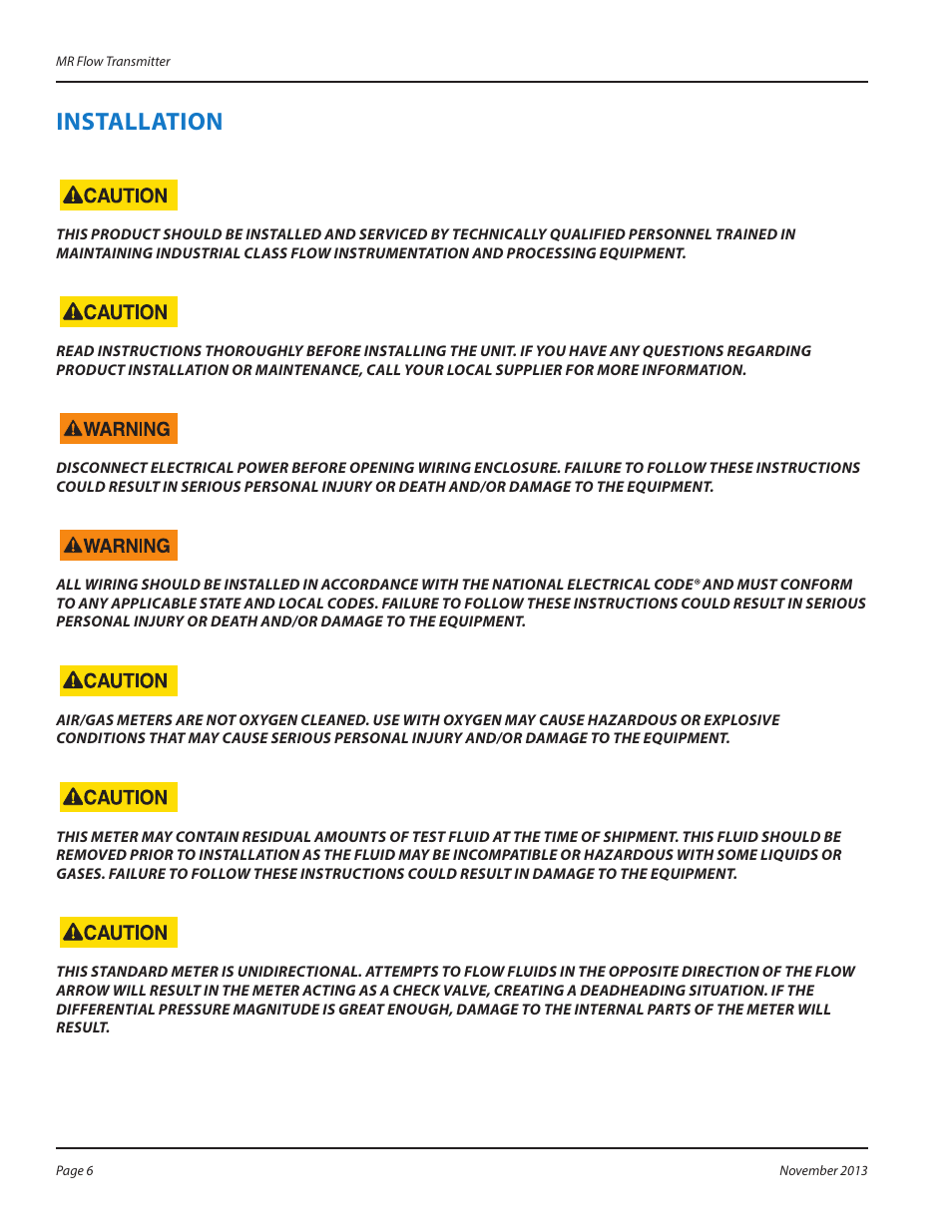 Installation | Badger Meter MR Transmitter User Manual | Page 6 / 36