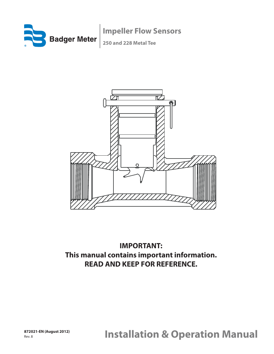Badger Meter Irrigation Sensors - 1/2 and larger" User Manual | 16 pages