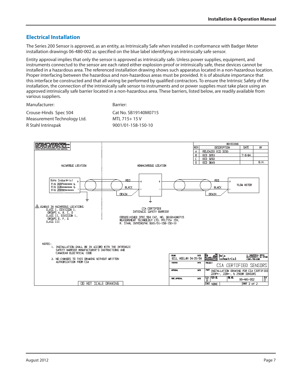 Badger Meter Irrigation Sensors - 1/2 and larger" User Manual | Page 7 / 16