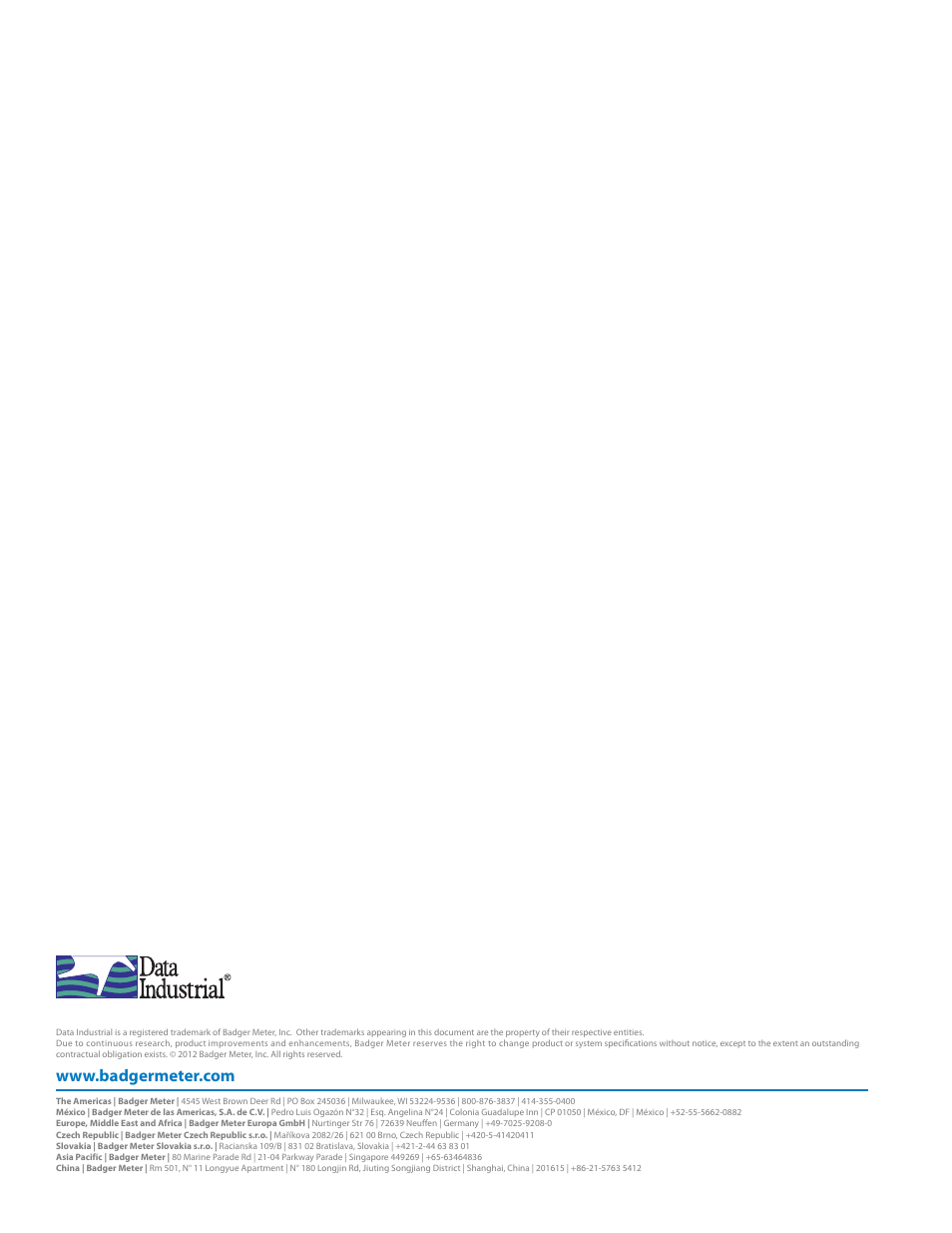 Badger Meter Irrigation Sensors - 1/2 and larger" User Manual | Page 16 / 16