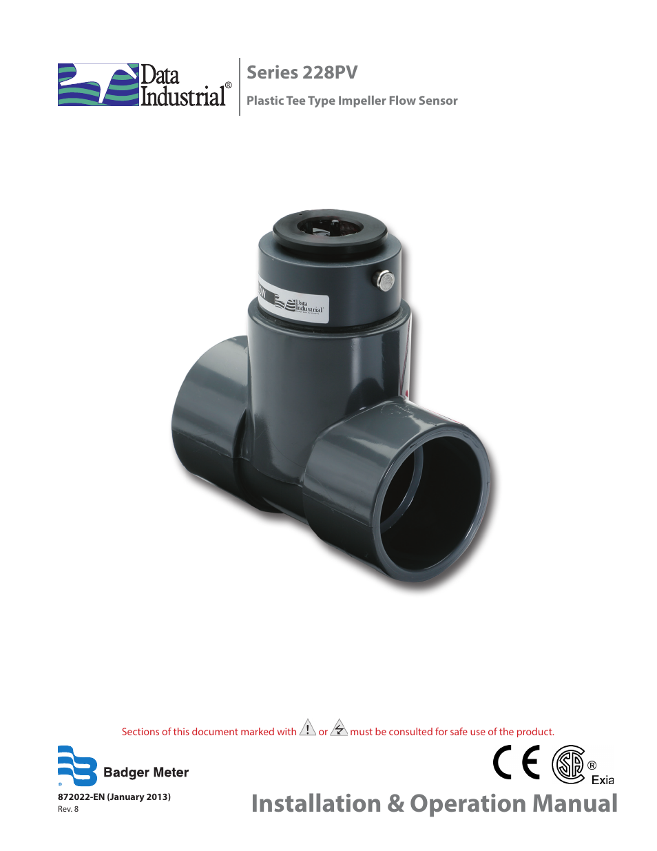 Badger Meter PVC Tee - 1 1/2 to 4"" User Manual | 12 pages