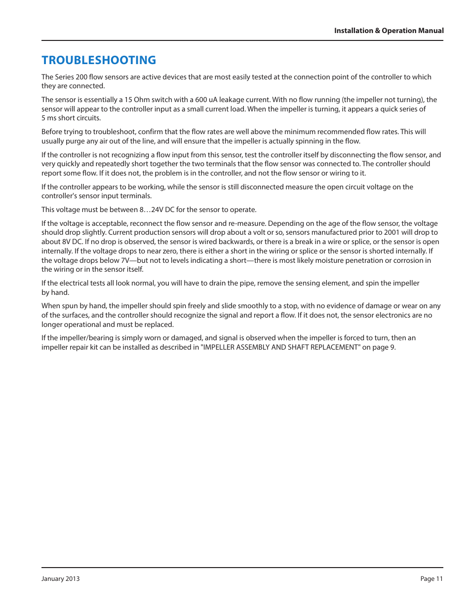 Troubleshooting | Badger Meter PVC Tee - 1 1/2 to 4"" User Manual | Page 11 / 12