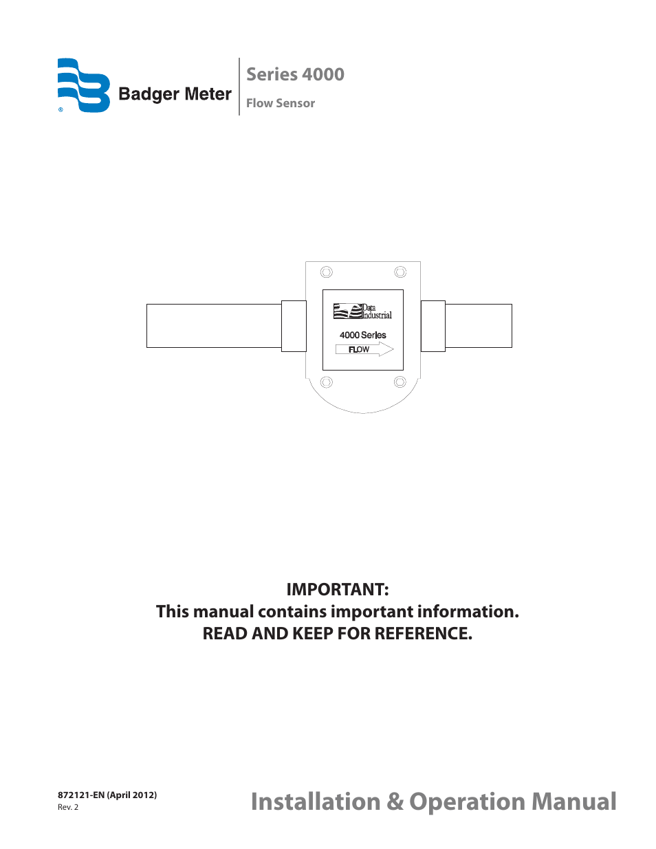 Badger Meter Series 4000 Sensor - 1/2, 3/4", 1" User Manual | 20 pages
