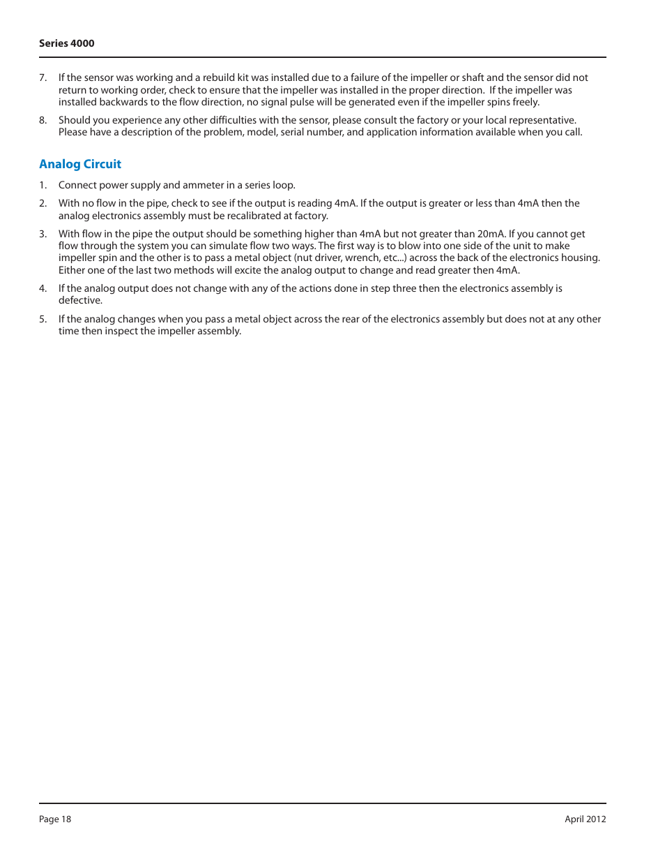 Badger Meter Series 4000 Sensor - 1/2, 3/4", 1" User Manual | Page 18 / 20