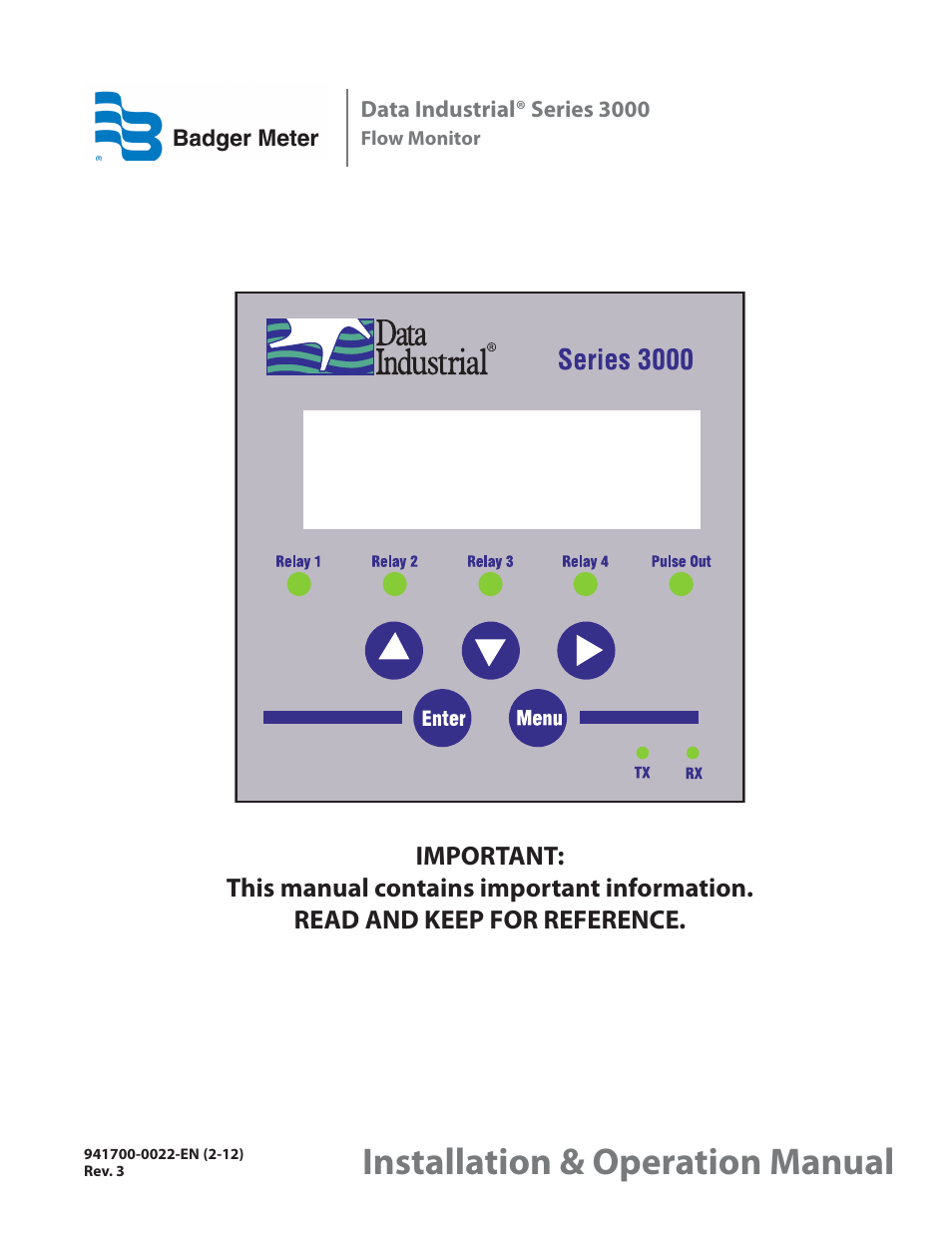 Badger Meter 3100 Series Flow Monitor User Manual | 24 pages