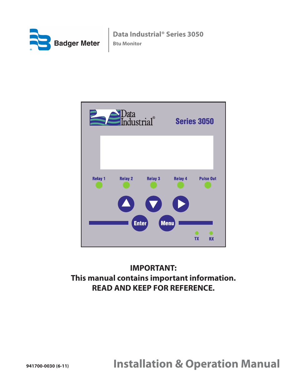 Badger Meter 3050 Series Btu Monitor User Manual | 32 pages