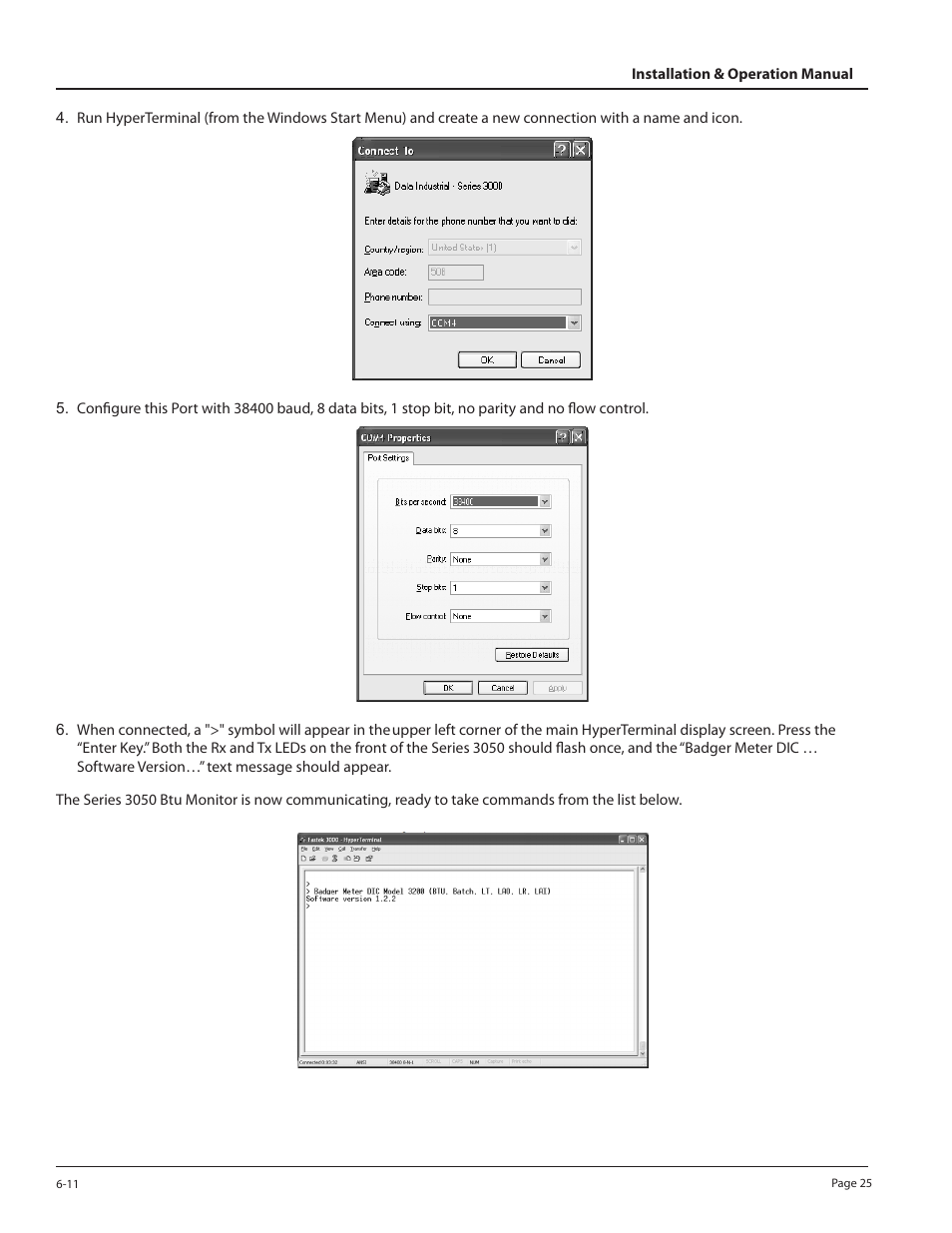 Badger Meter 3050 Series Btu Monitor User Manual | Page 25 / 32