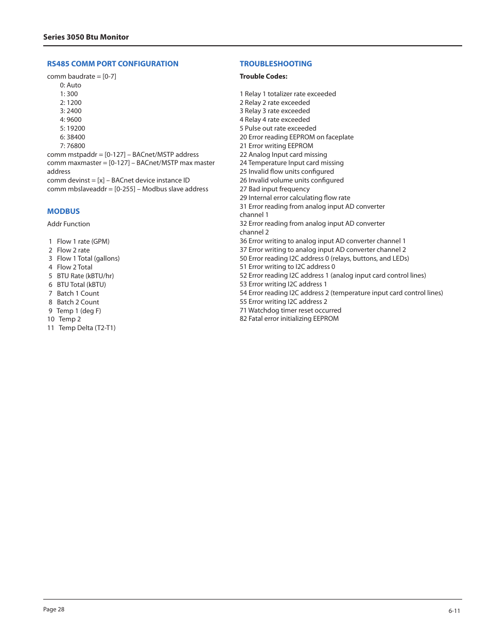 Badger Meter 3050 Series Btu Monitor User Manual | Page 28 / 32