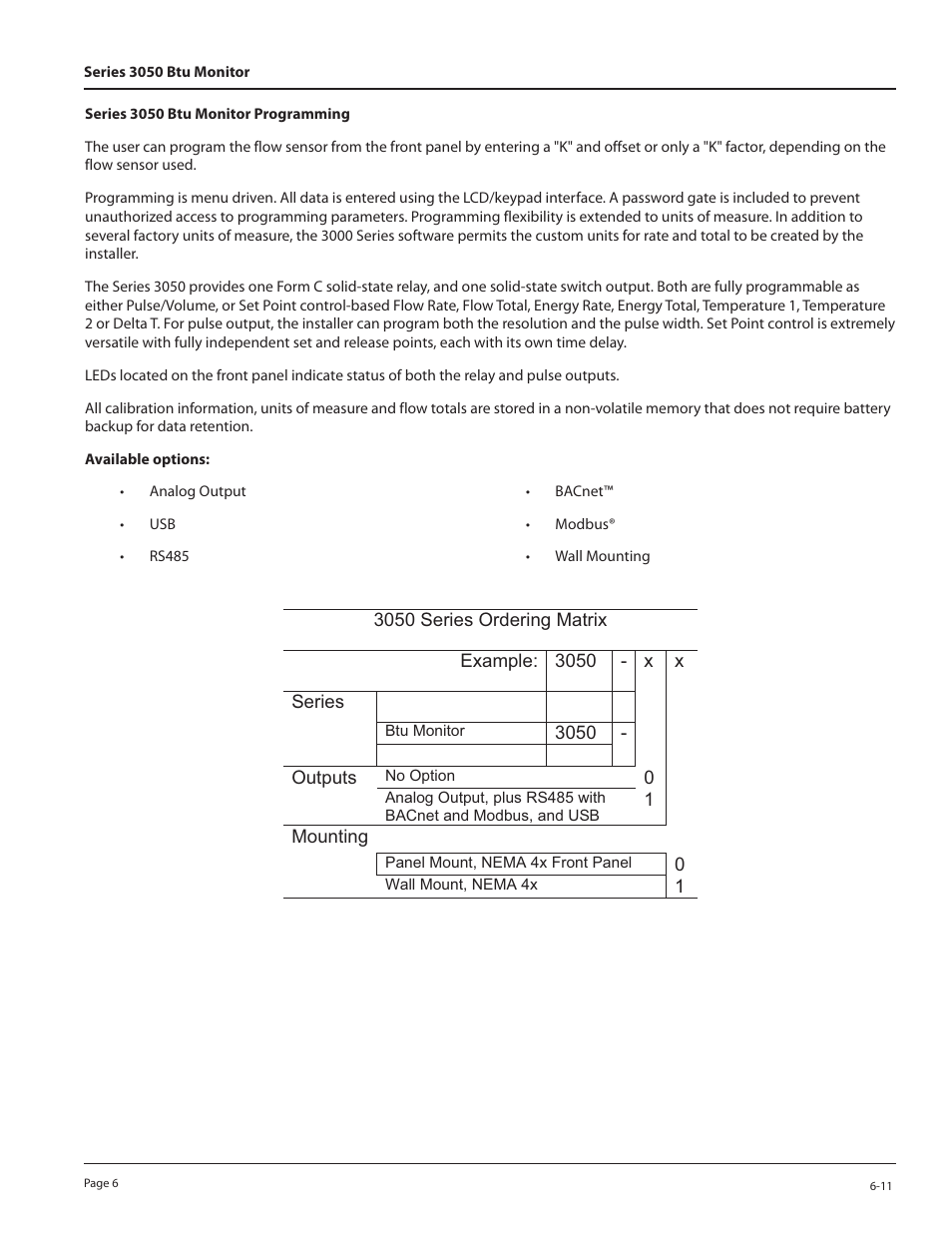 Badger Meter 3050 Series Btu Monitor User Manual | Page 6 / 32