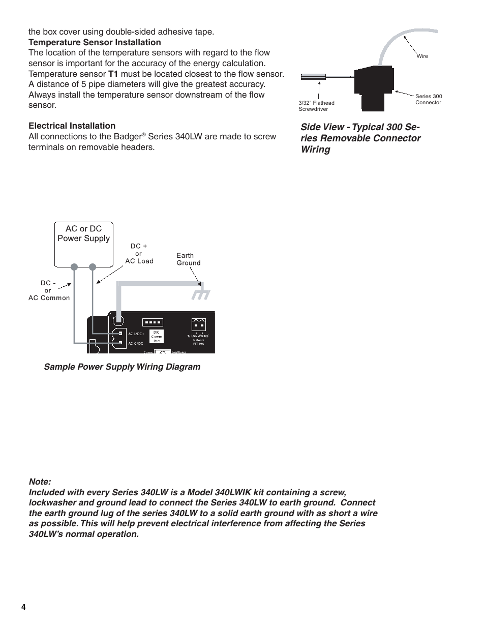 Badger Meter 340LW Series Lonworks Btu Transmitter User Manual | Page 4 / 15