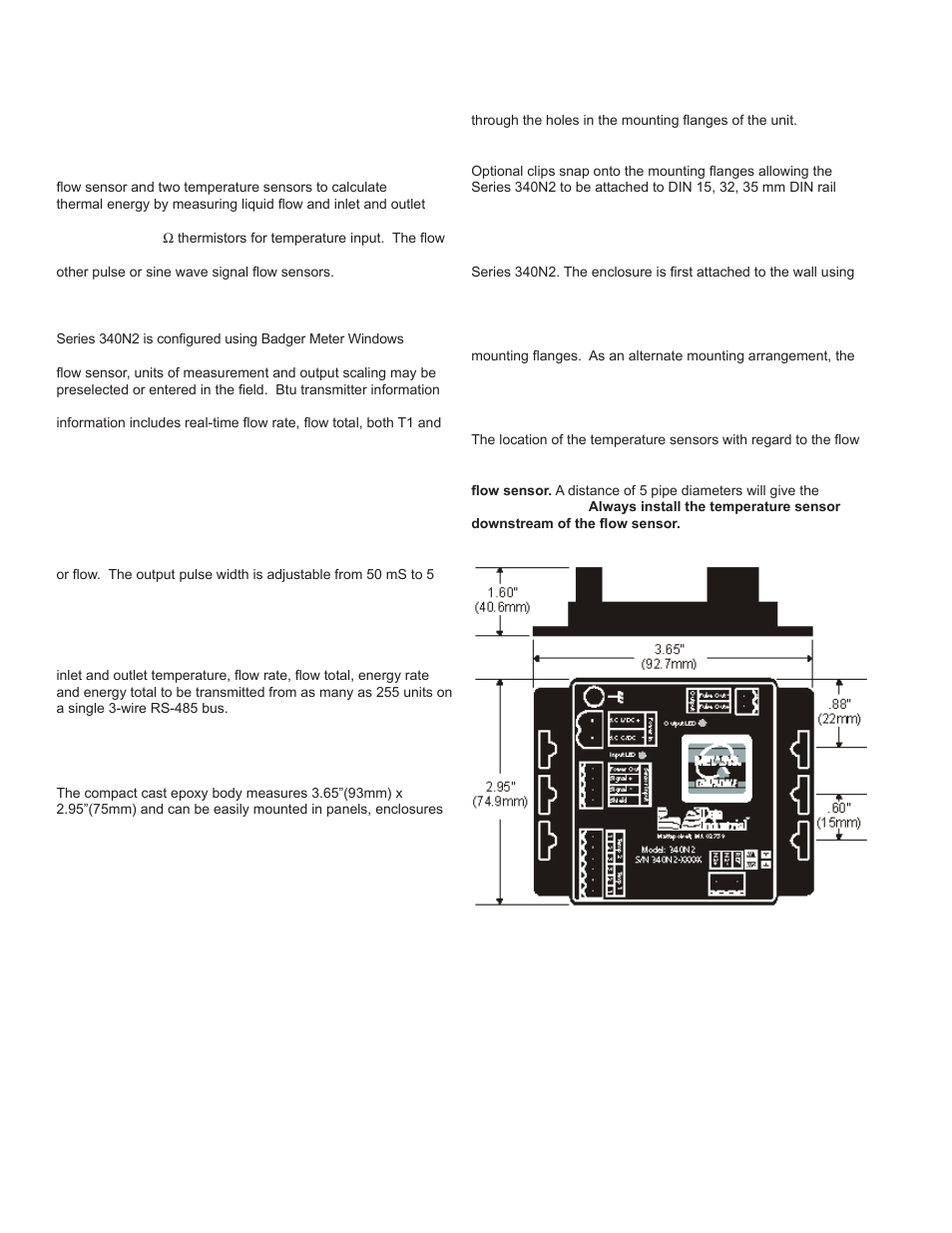 Badger Meter 340N2 Series Metasys Btu Transmitter User Manual | Page 2 / 12