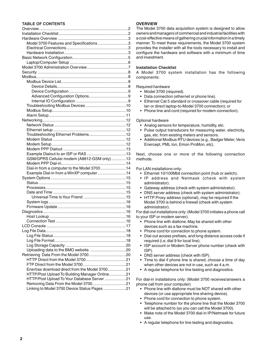 Badger Meter Model 3700 Data Acquisition Server User Manual | Page 2 / 24
