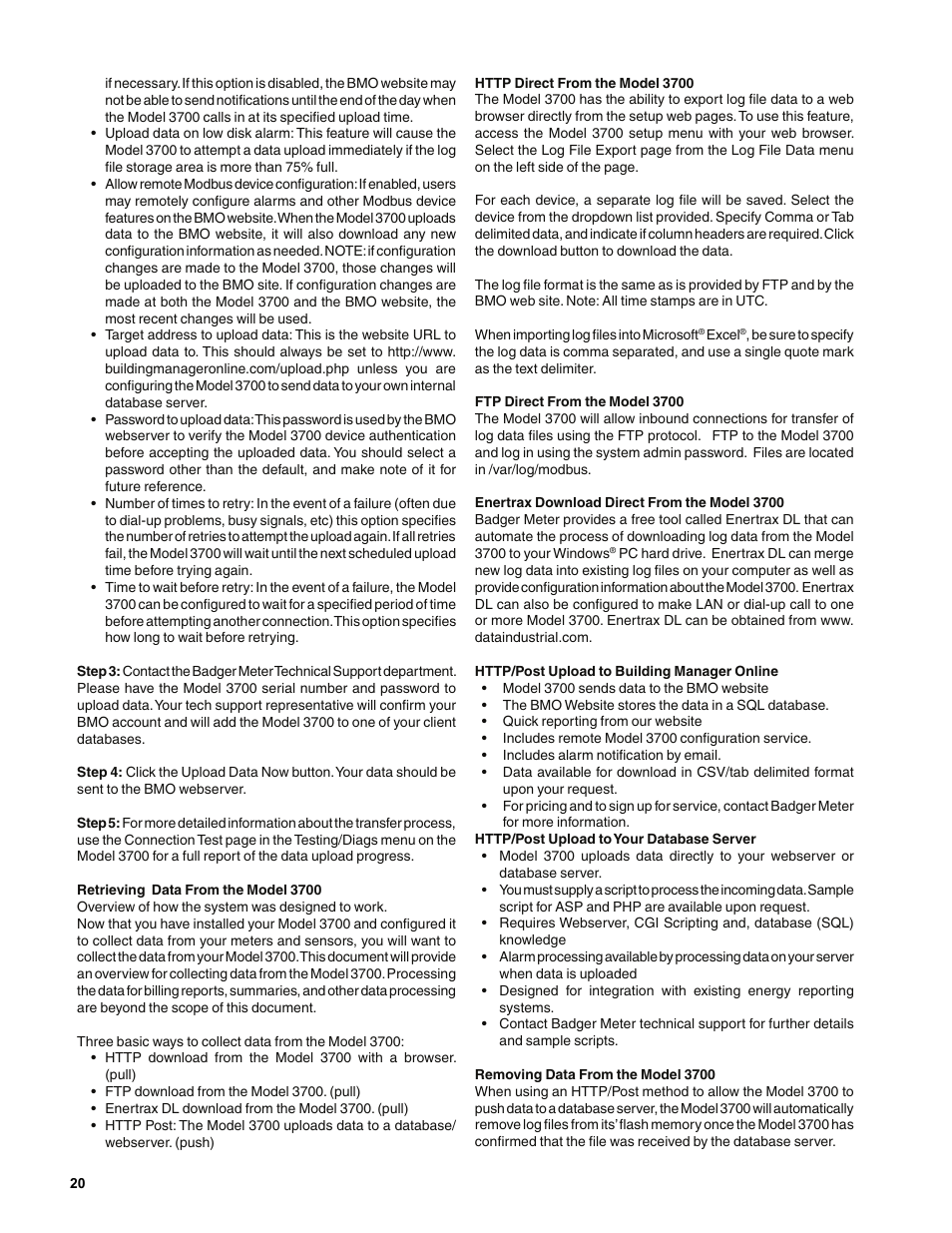 Badger Meter Model 3700 Data Acquisition Server User Manual | Page 20 / 24