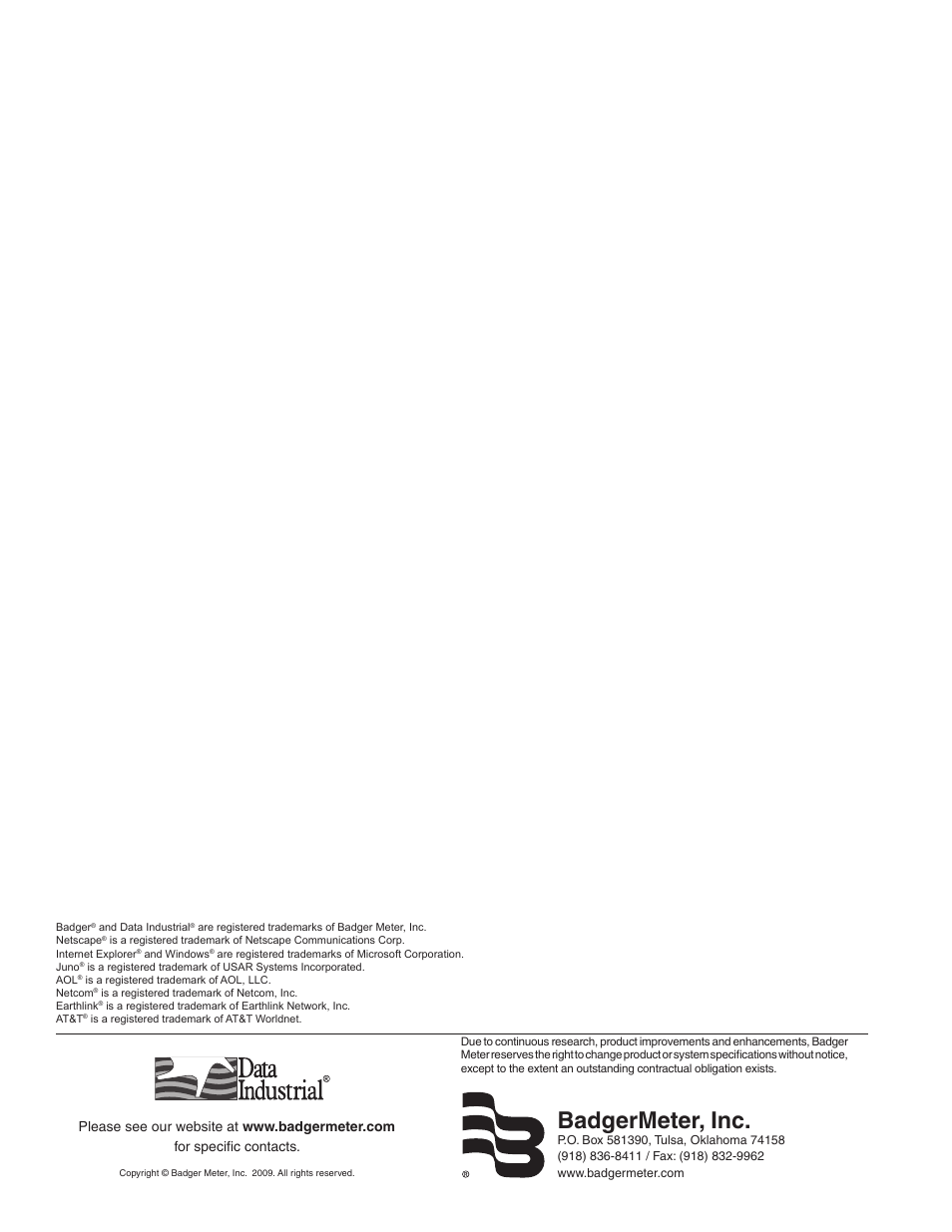 Badgermeter, inc | Badger Meter Model 3700 Data Acquisition Server User Manual | Page 24 / 24