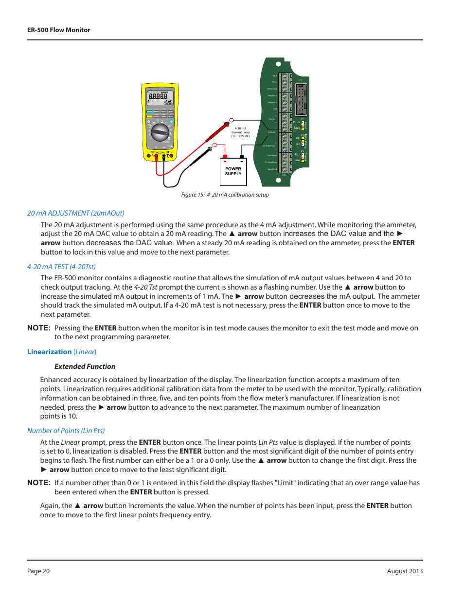 Figure 15: 4-20 ma calibration setup, Figure 15: 4-20 ma calibration setup 20, Temperature | Ac+dc | Badger Meter Model IOG User Manual | Page 20 / 40