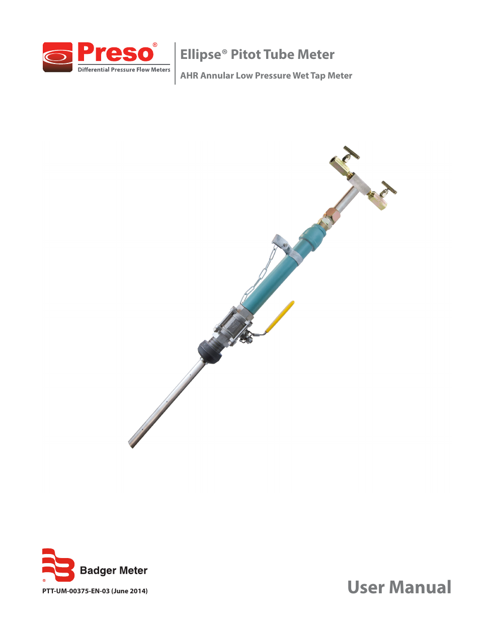Badger Meter AHR - Wet Tap, Low Pressure (2 to 36")" User Manual | 8 pages