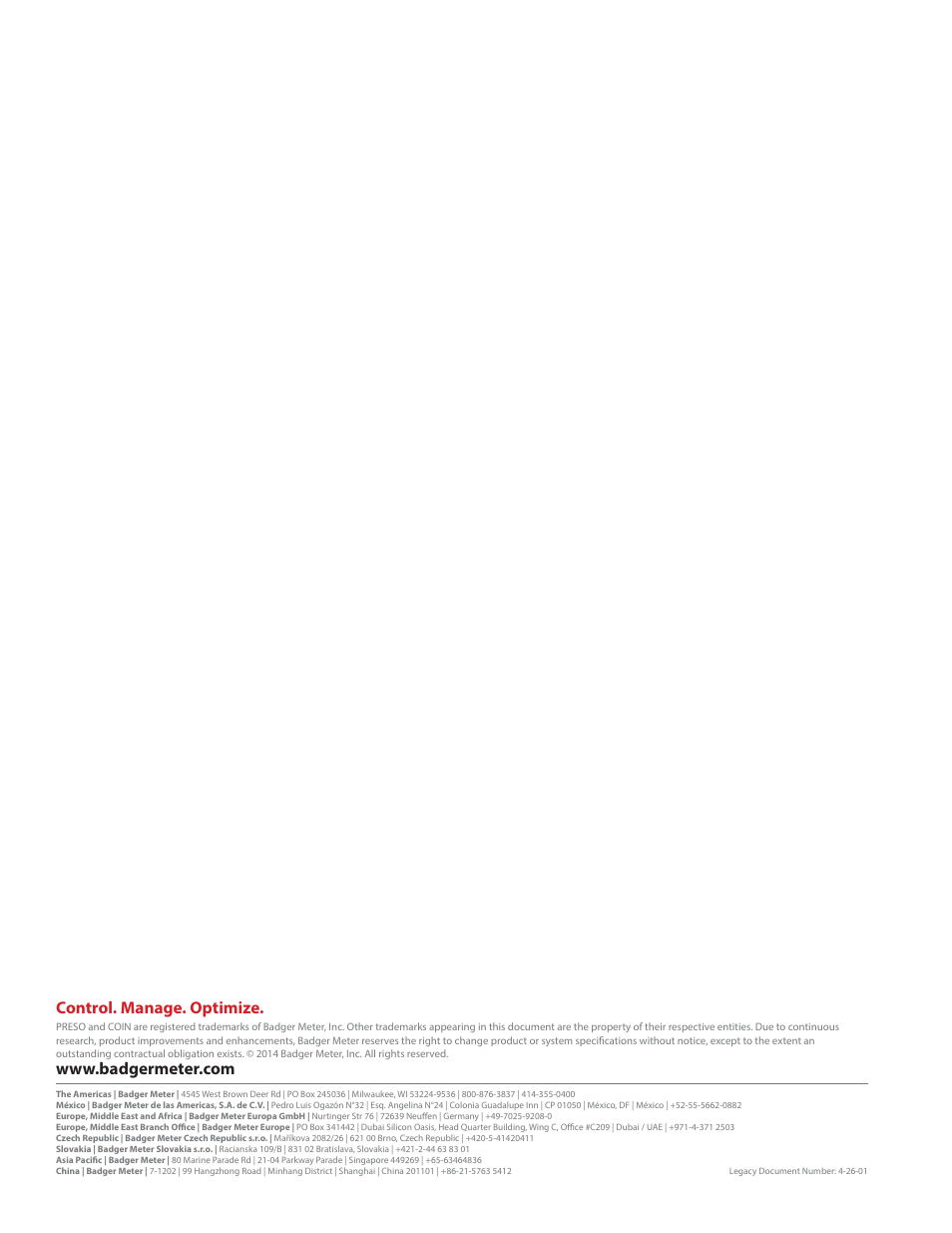 Control. manage. optimize | Badger Meter MassCOIN User Manual | Page 2 / 2
