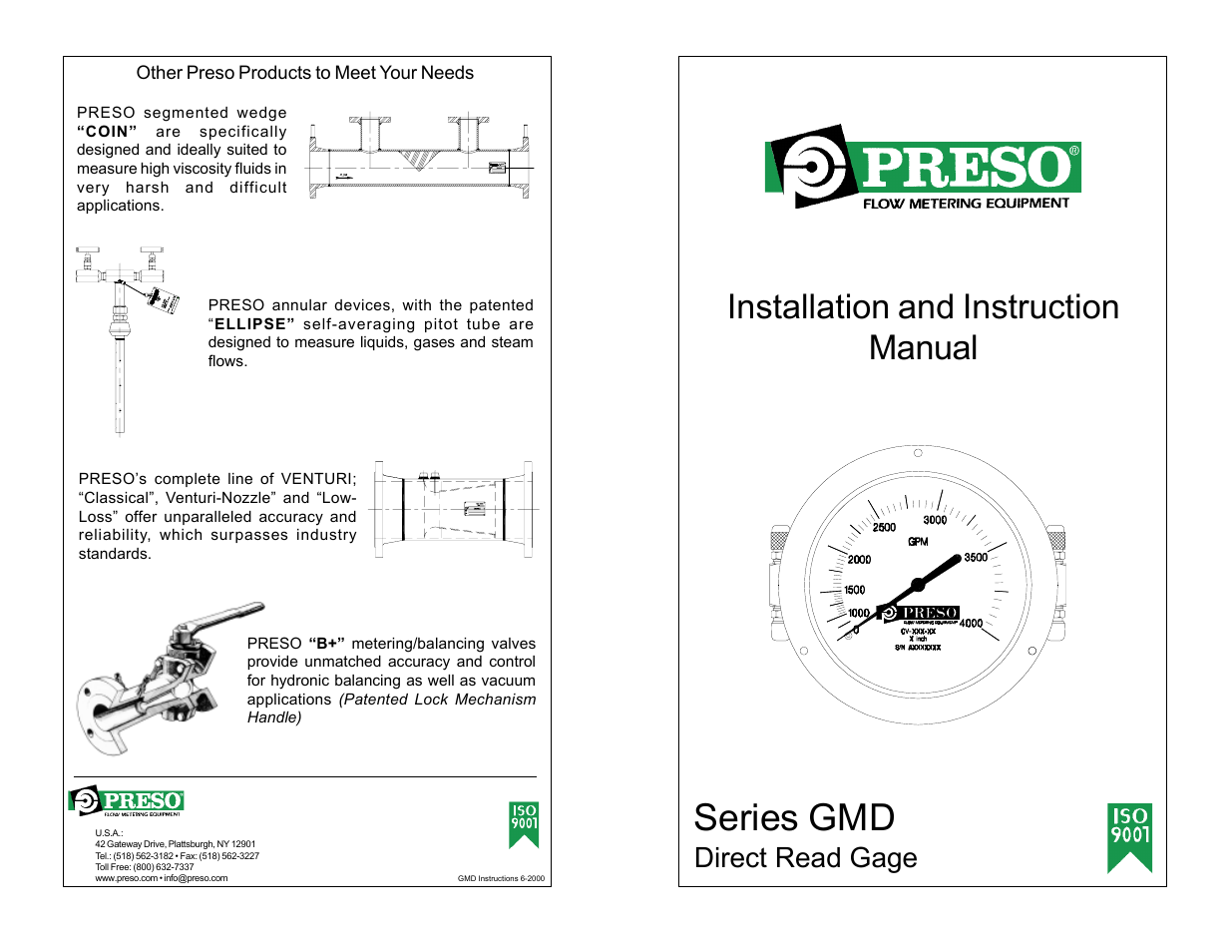 Series gmd, Installation and instruction manual, Direct read gage | Badger Meter GMD Gage User Manual | Page 2 / 2
