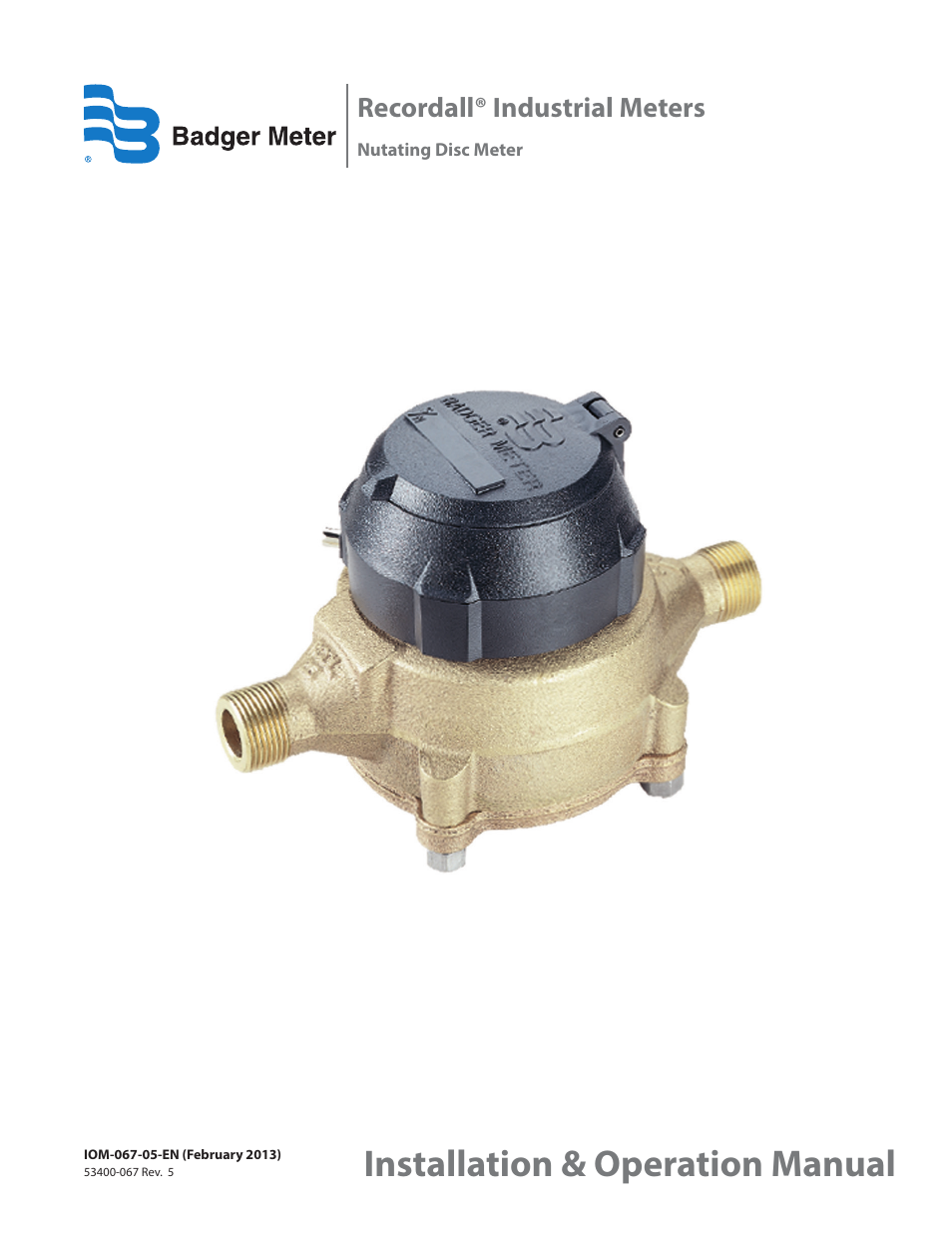 Badger Meter Disc Meter User Manual | 10 pages