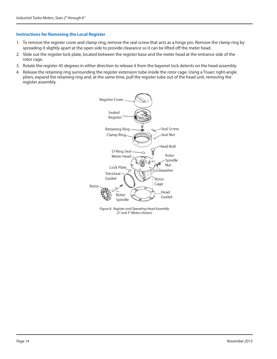 Instructions for removing the local register, Instructions for removing the local register 14 | Badger Meter Water Conditioning User Manual | Page 14 / 16