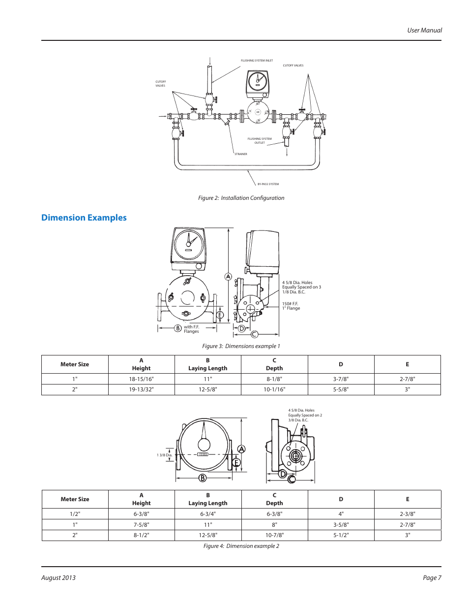 Dimension examples, Dimension examples 7 | Badger Meter Oscillating Piston Meter User Manual | Page 7 / 16