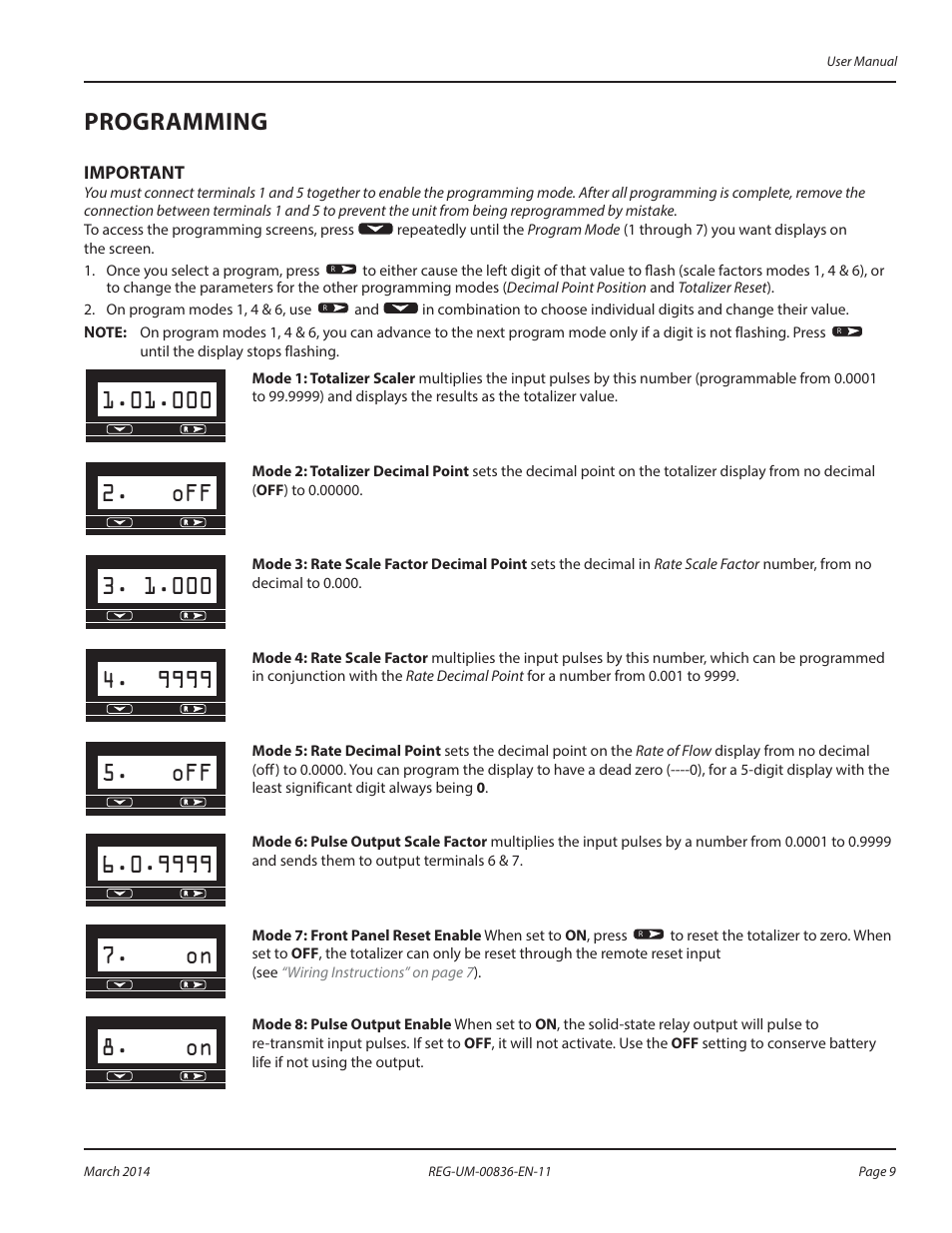 Programming, Mportant i | Badger Meter Registers User Manual | Page 9 / 16