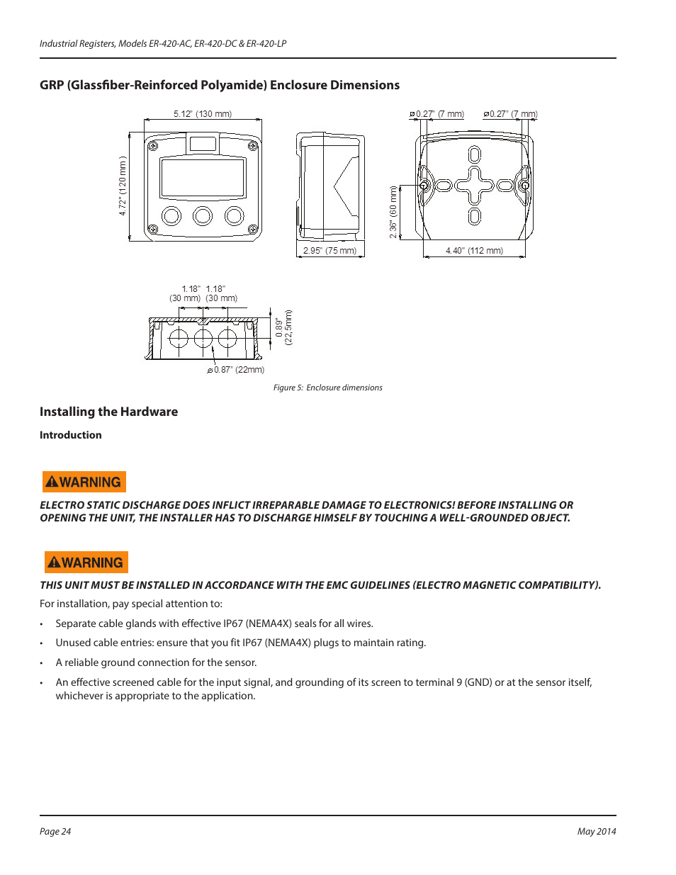 Installing the hardware | Badger Meter Registers User Manual | Page 24 / 40