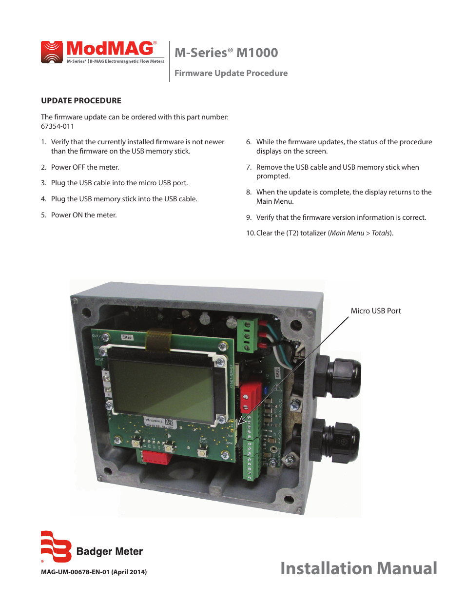 Badger Meter M-Series M1000 User Manual | 2 pages