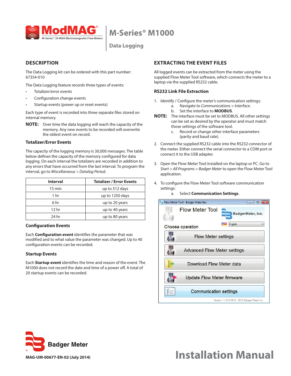 Badger Meter M-Series M1000 User Manual | 4 pages