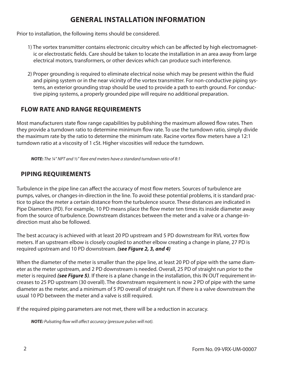 General installation information | Badger Meter Vortex Meters User Manual | Page 4 / 31